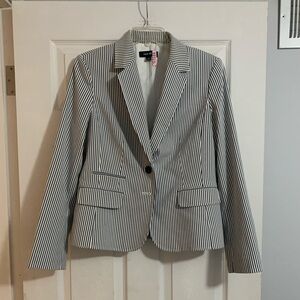 2 button light blue striped blazer